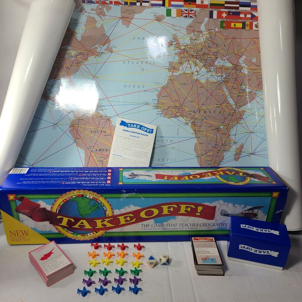 Take Off Board Game World Edition The Game That Teaches Geography 1994  Complete